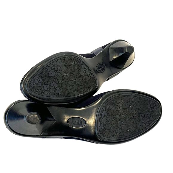 Sofft Navy Blue Suede Mary Janes Size 10 Leather Small Heel Ankle Strap - Picture 6 of 10